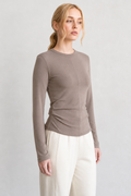 SIDE RUCHED FITTED KNIT TOP