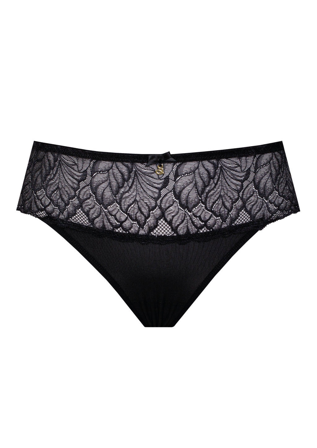 Amelia black lace thong C400