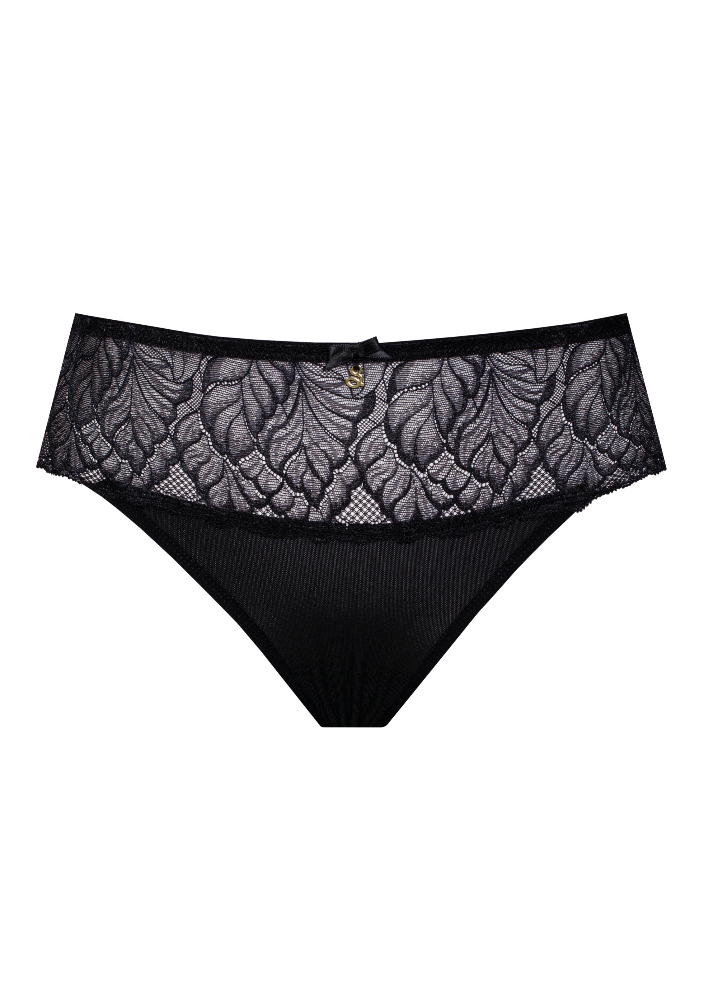 Amelia black lace thong C400