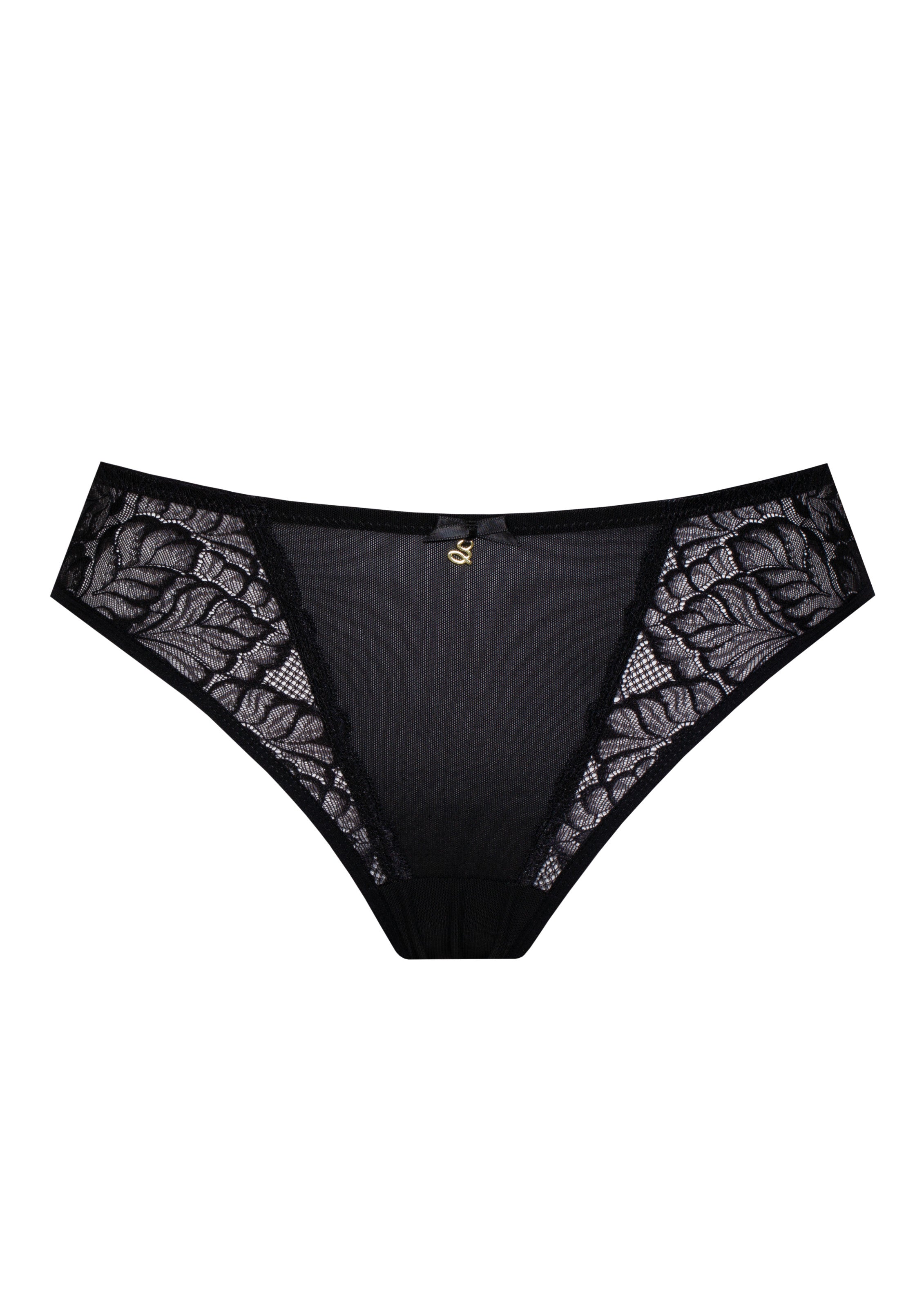 Amelia black Brazilian lace thong