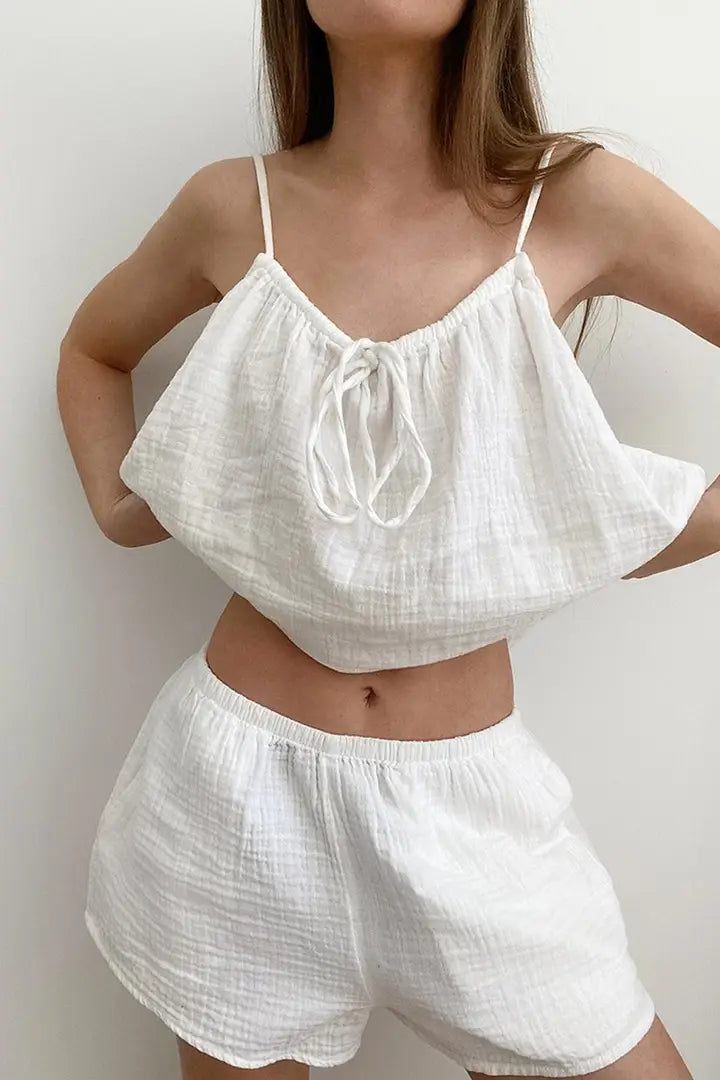 Cotton Pajama Set White