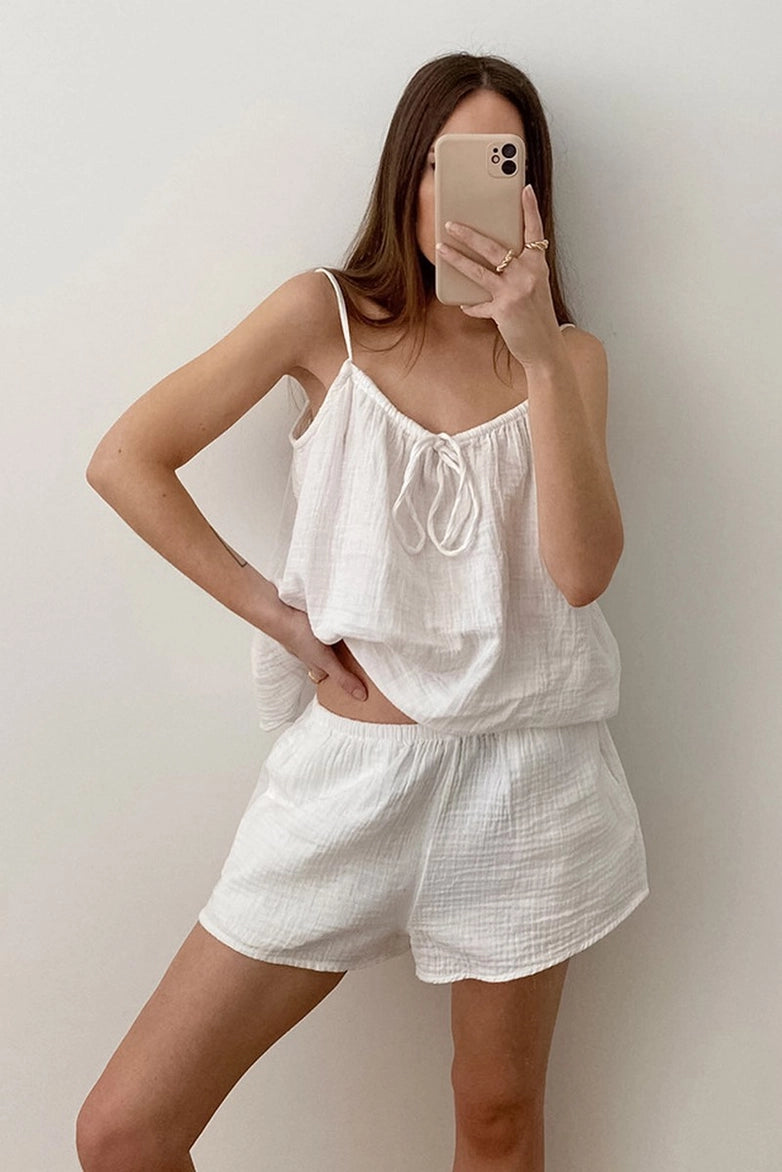 Cotton Pajama Set White