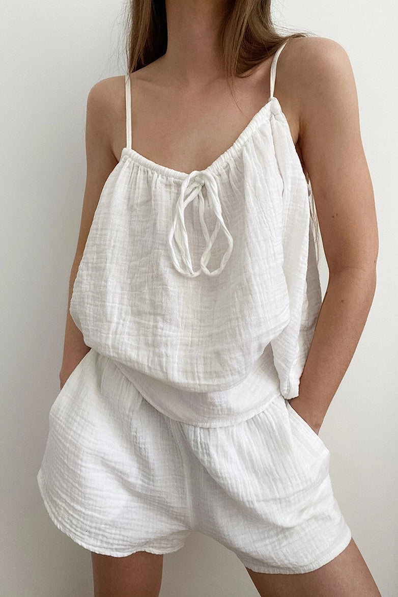 Cotton Pajama Set White