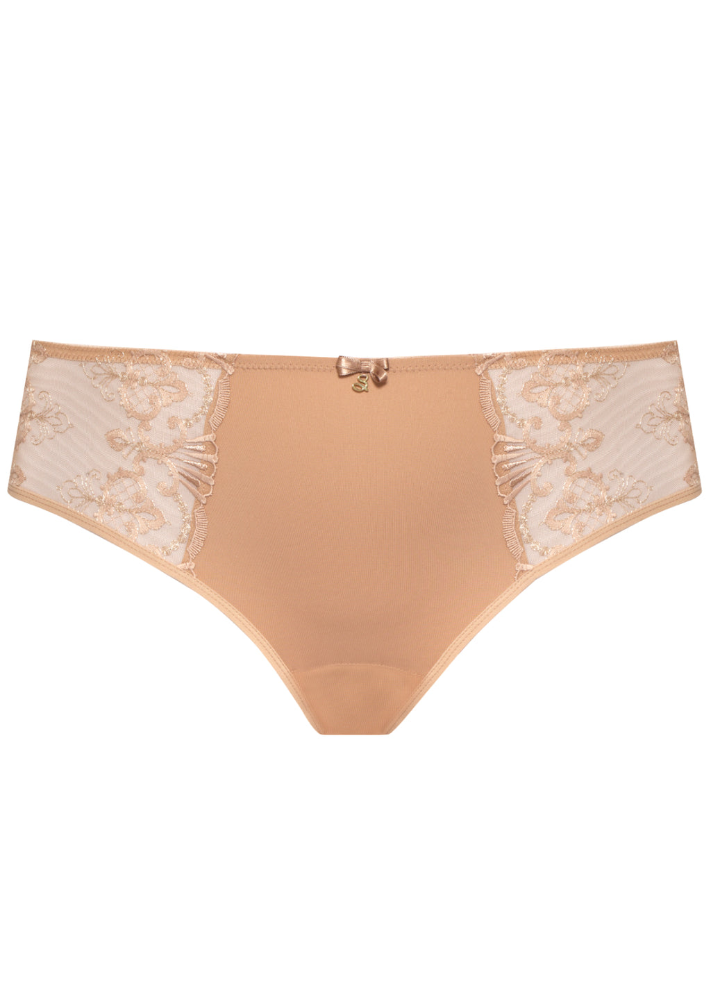 Perla cappuccino lace briefs front