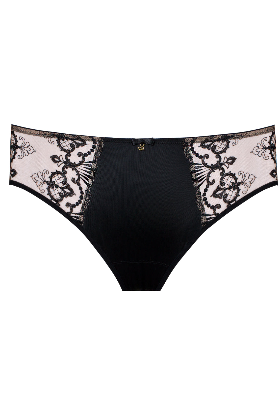 Perla black lace briefs front
