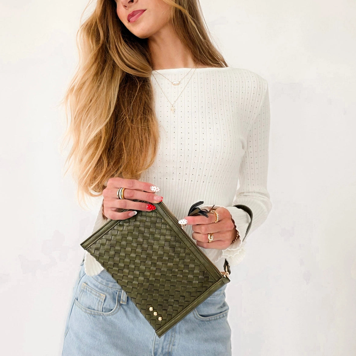Woven Crossbody and Clutch Bag