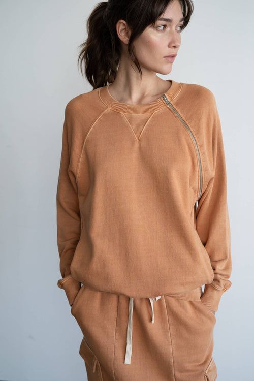 ASYMMETRIC ZIP DETAIL SWEATSHIRT