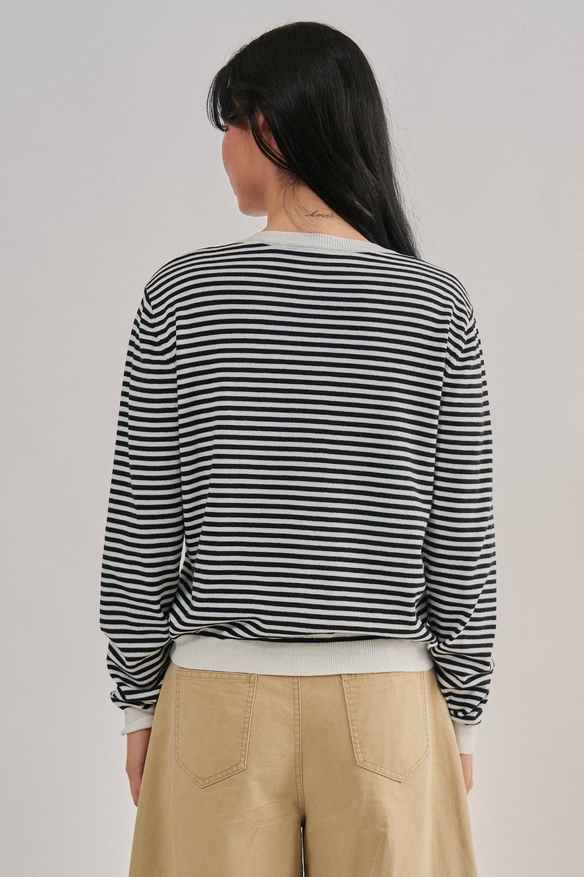 Breton Striped Knit Button Front Cardigan