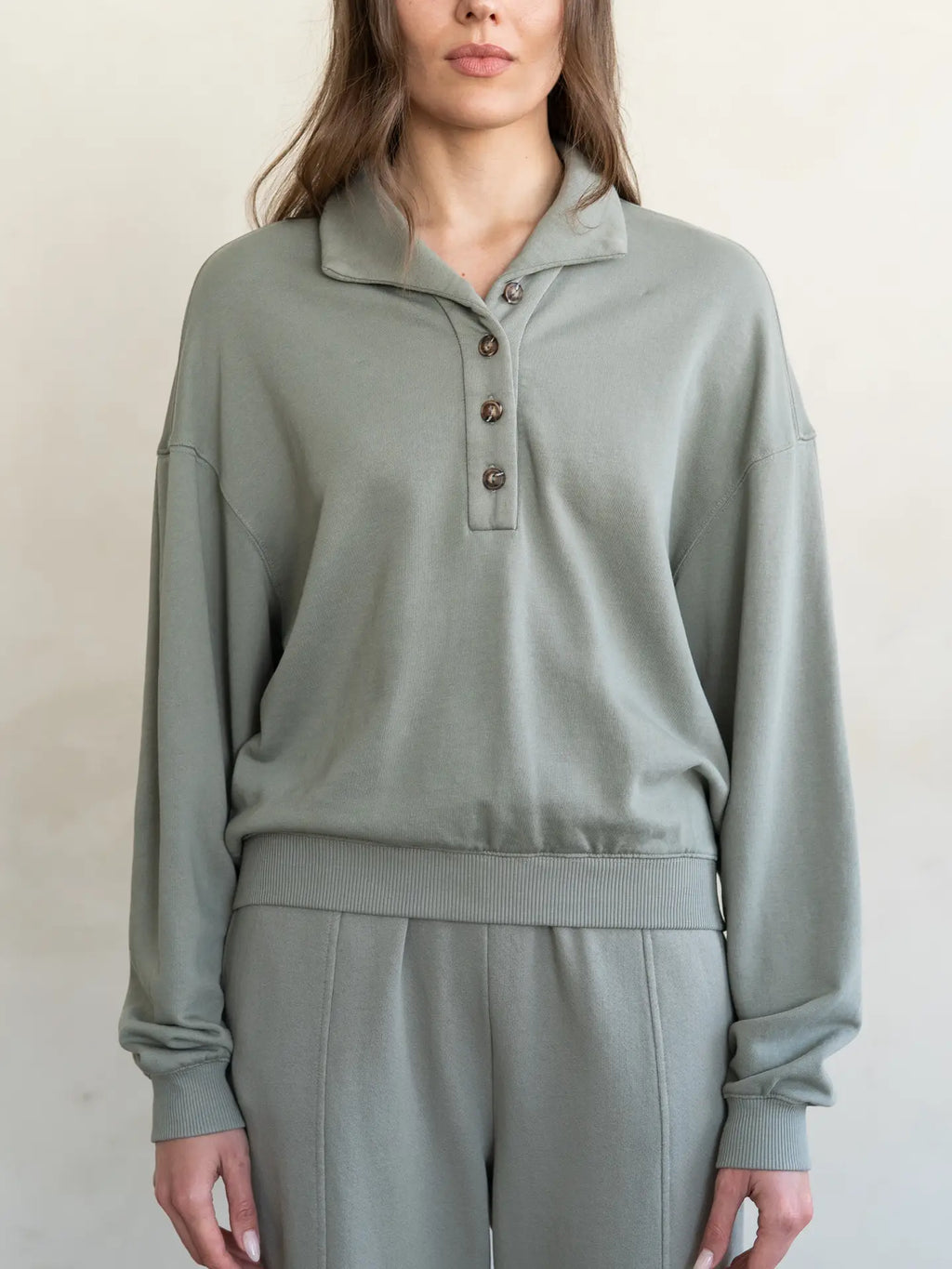 Pullover Sweater with Buttons and Collar