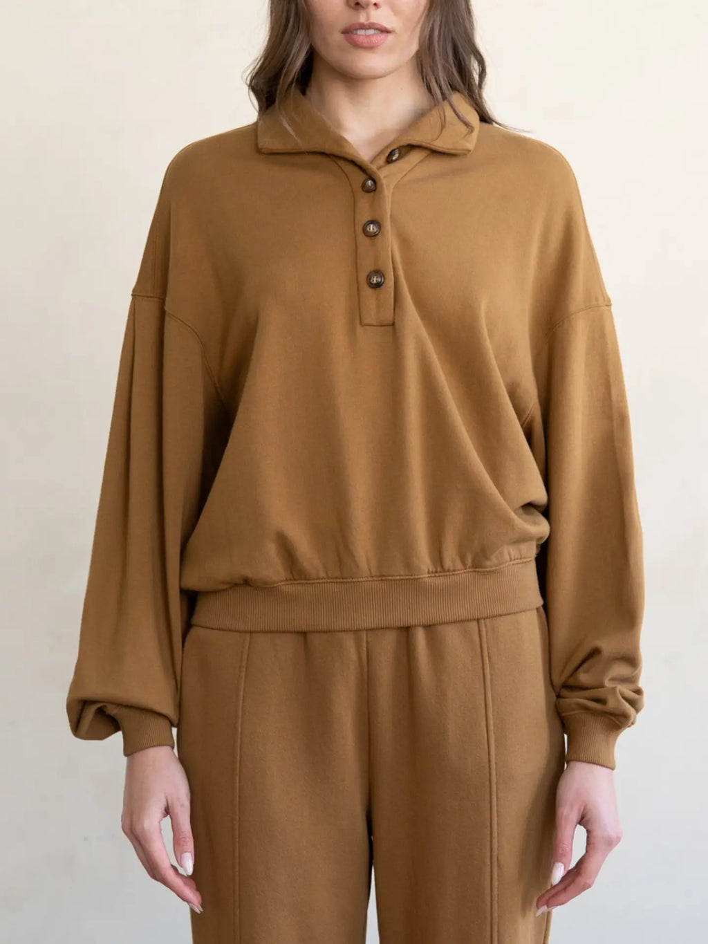 Pullover Sweater with Buttons and Collar
