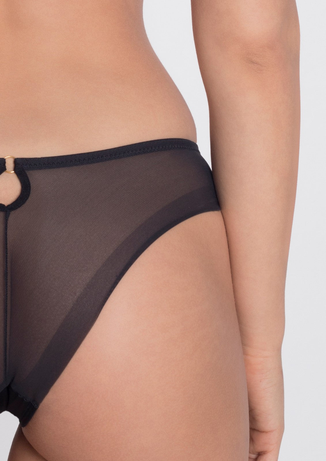 Perla black lace thong back detail